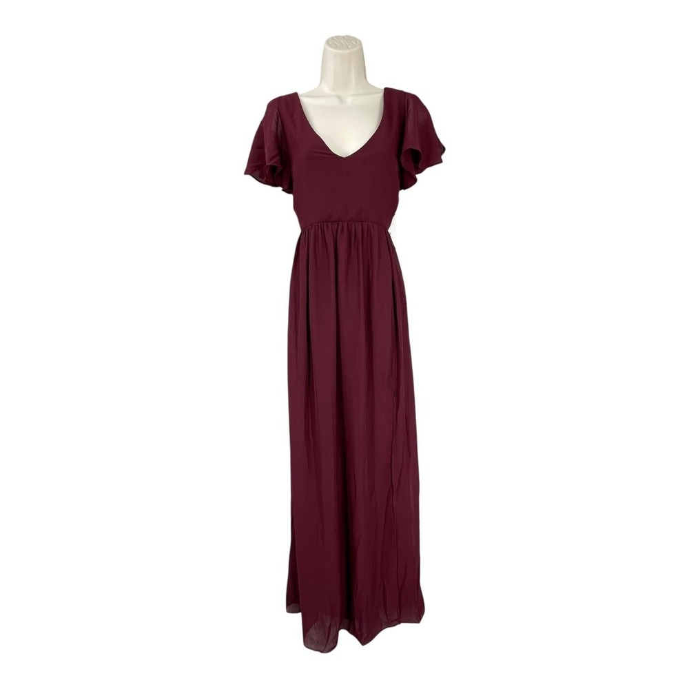 Birdy Grey Maxi Dress Women Hannah Chiffon Wedding Event Formal Gown Slit Size